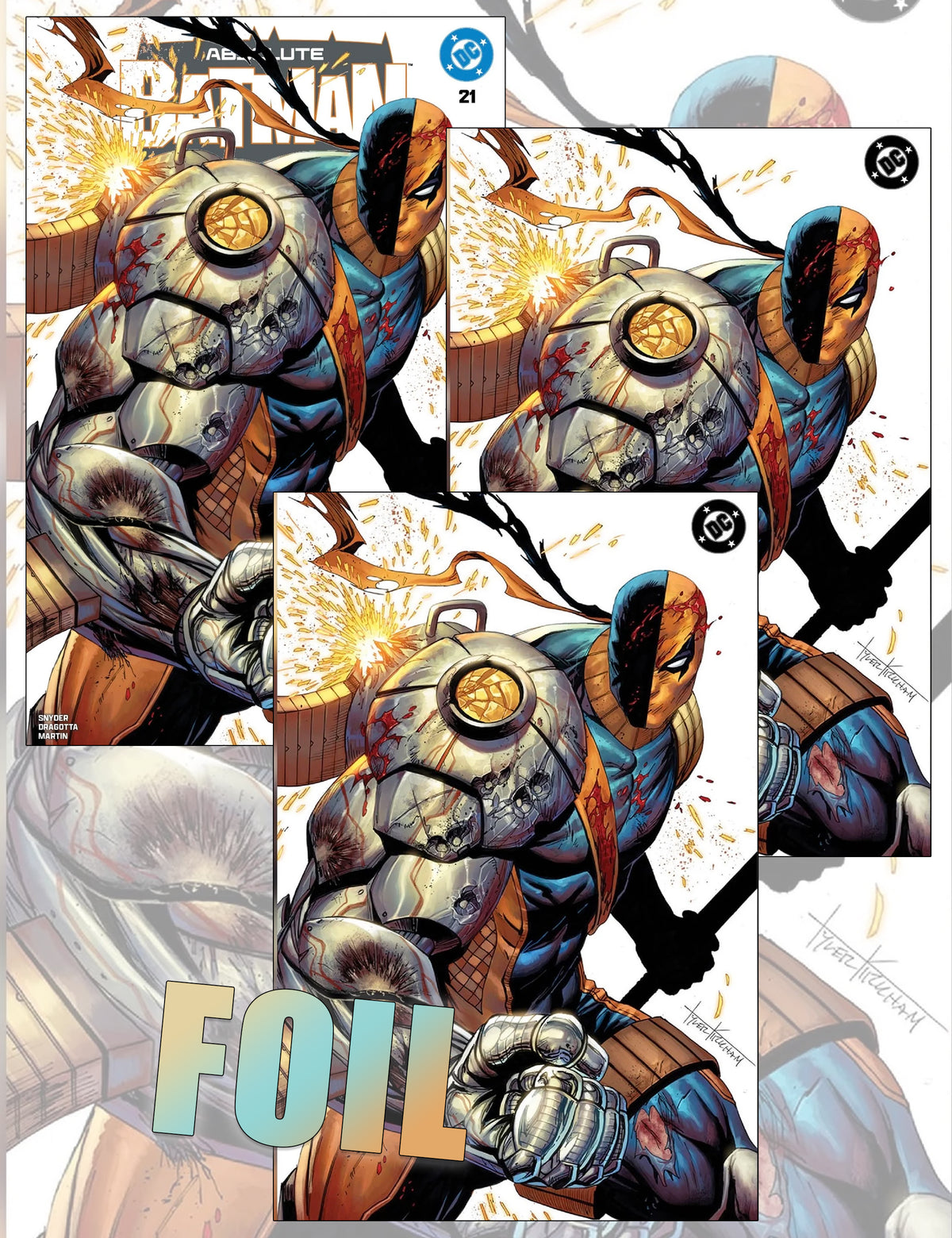 Absolute Batman #21 - Tyler Kirkham - Trade Dress, Virgin- und Foil-SET (Deathstroke Cover)