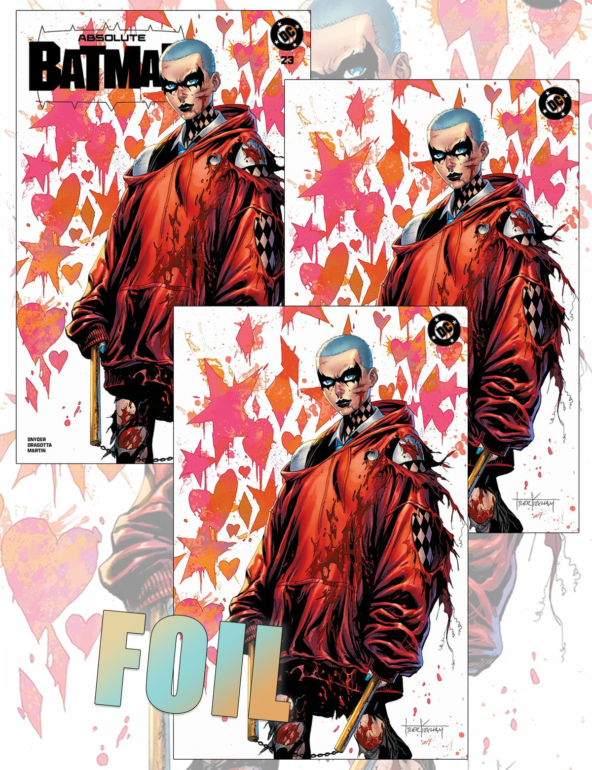Absolute Batman #23 - Tyler Kirkham - Trade Dress, Virgin- und Foil-SET (Harley Quinn Cover)