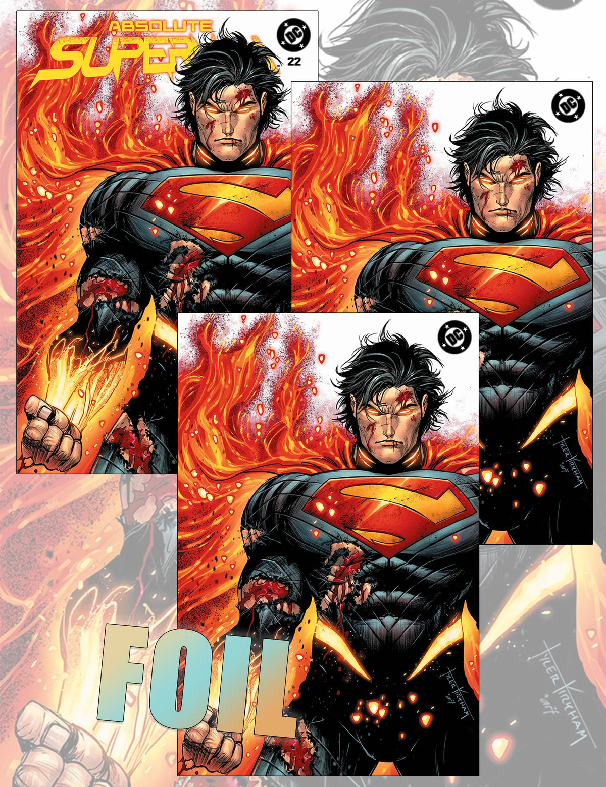Absolute Superman #22 - Tyler Kirkham - Trade Dress, Virgin- und Foil-SET