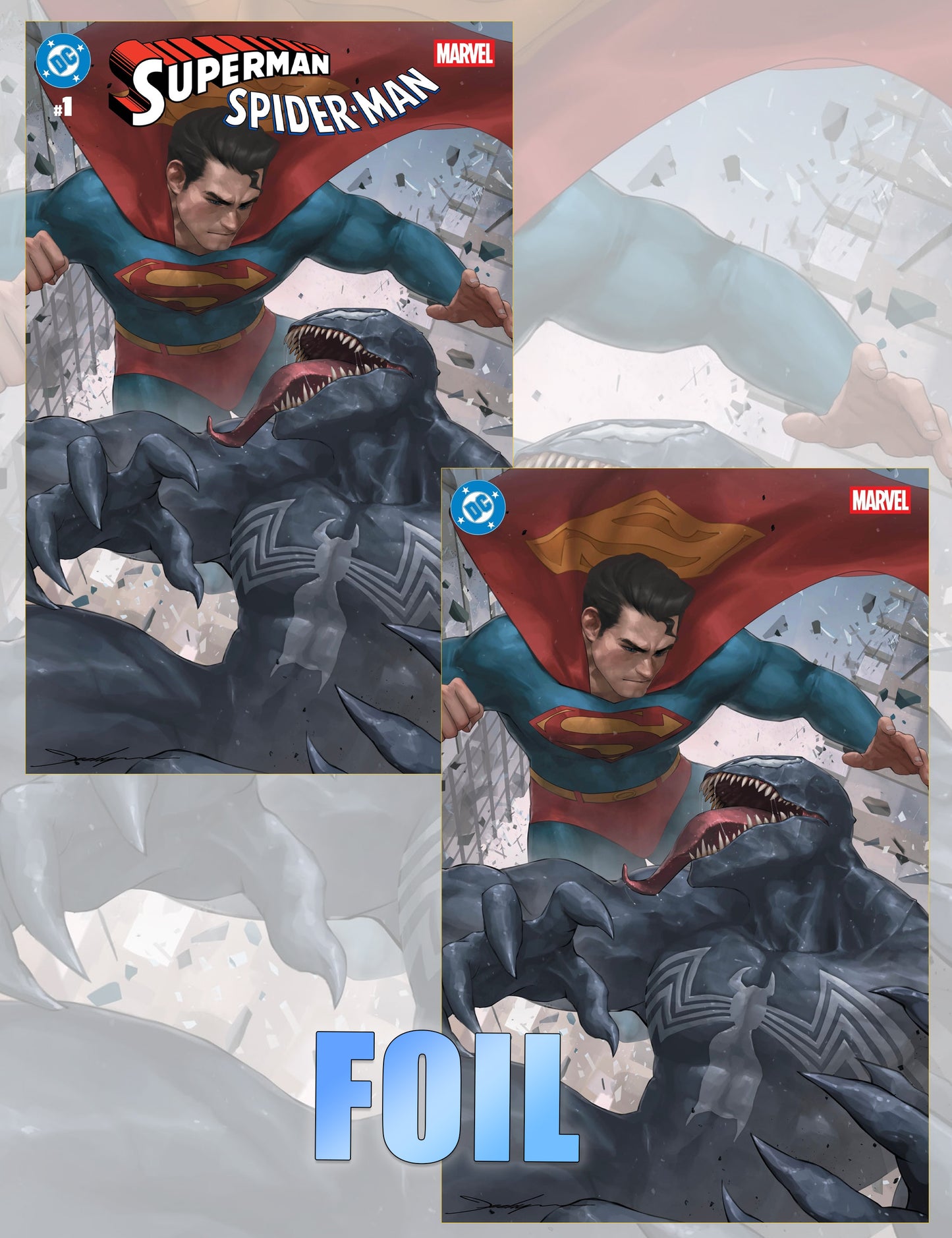 Superman / Spider-Man #1 - Jeehyung Lee - Trade- und Foil-Set