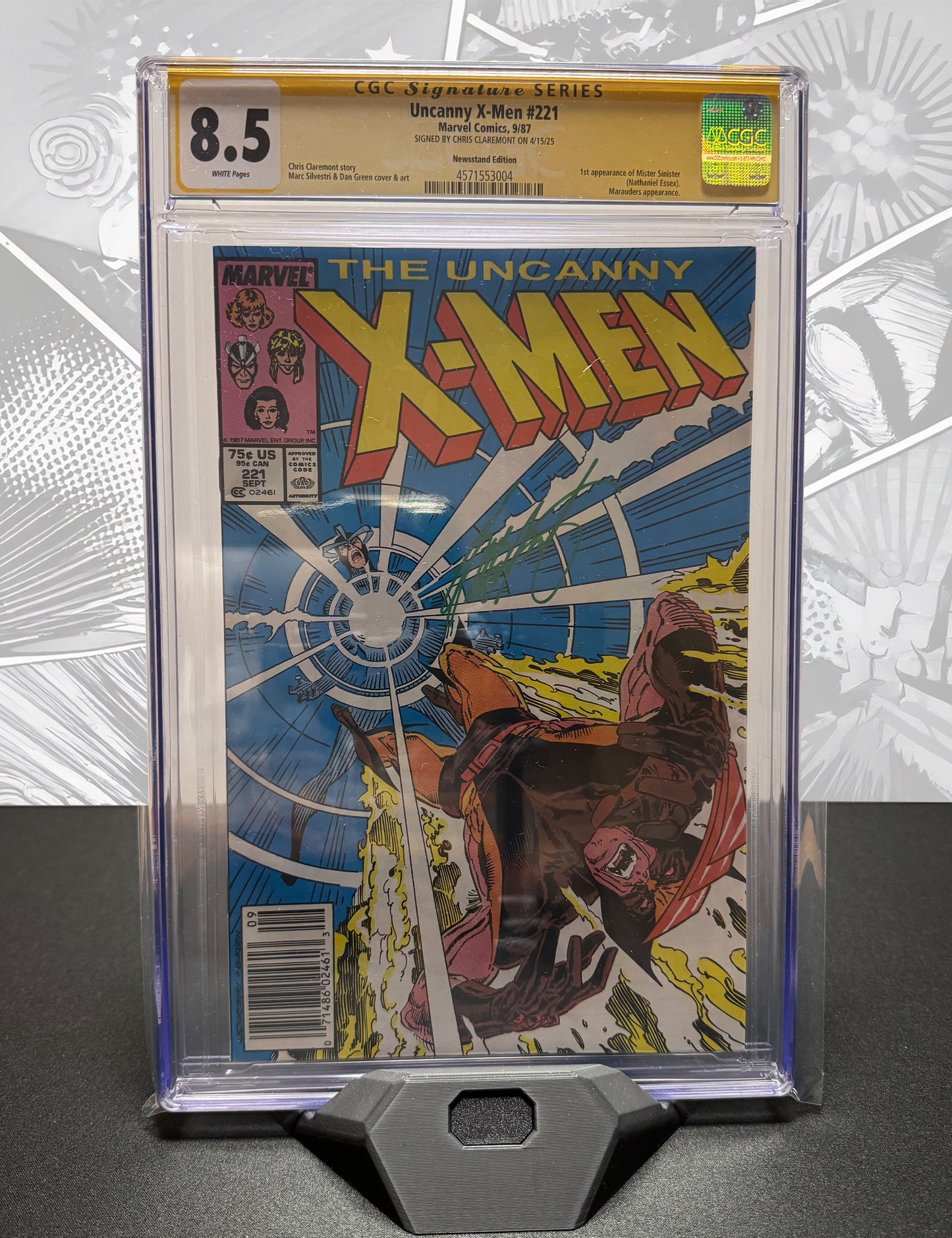 Uncanny X-Men #221 - Newsstand - Chris Claremont - CGC Signiert 8.5