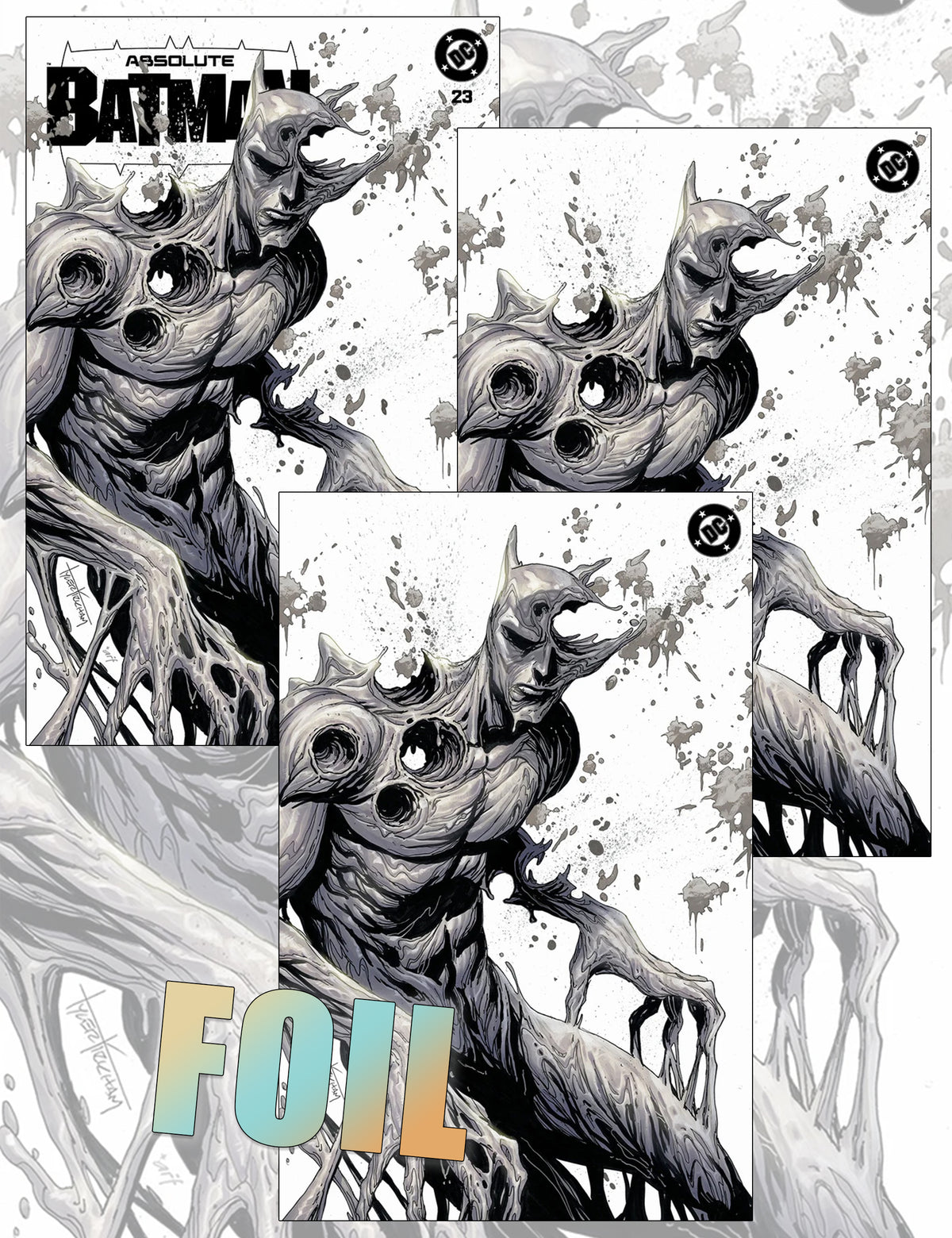 Absolute Batman #23 - Tyler Kirkham - Trade Dress, Virgin- und Foil-SET (Clayface Cover)