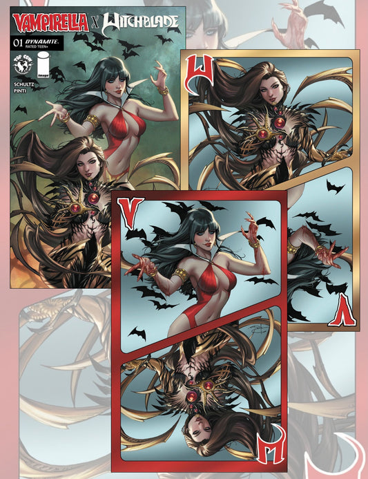 Vampirella x Witchblade #1  - Sabine Rich - Trade Dress, Virgin Red- und Gold-SET - EXKLUSIV