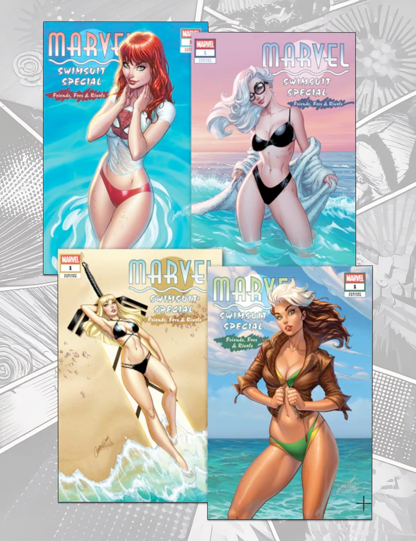 Marvel Swimsuit Special: Friends, Foes & Rivals #1 - J. Scott Campbell - Trade Dress Set
